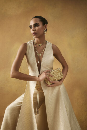 Pichhwai Clutch - Canary Gold, Gold, image 6